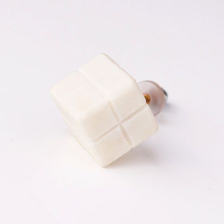 Handmade White Cut Stone Drawer Knob