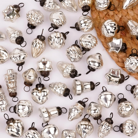 Silver Glass Ornaments For Tree Decoration-25 Pieces