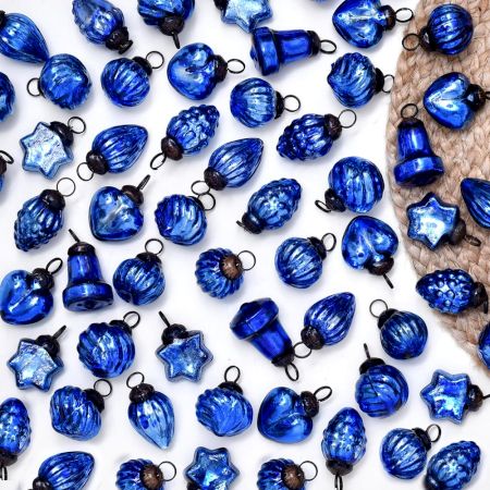 25 Pieces Blue Tiny Christmas Ornaments