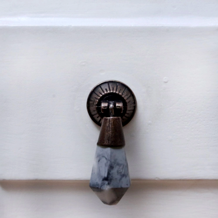 Grey Stone and Metal Teardrop Drawer Knob for Cabinet