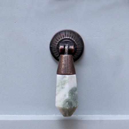 Teardrop Gray Drawer Knob Made of Stone and Metal