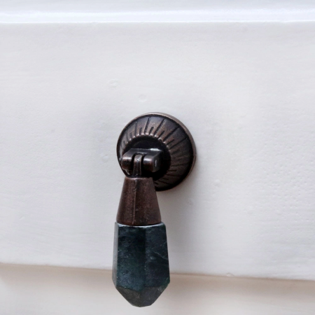 Dark Finish Teardrop Drawer Knob Made of Stone and Metal