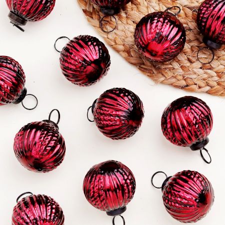 12 Pieces Glass Burgundy Christmas Ornaments For Tree Decoration