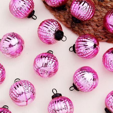 12 Pieces Pink Glass Christmas Ornaments For Tree Decoration