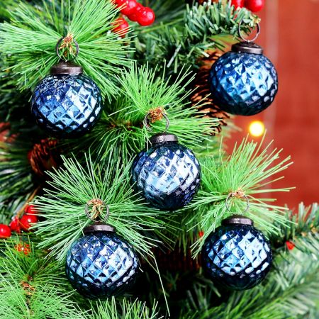 12 Pieces Blue Glass Ornaments - Christmas Tree Ornaments