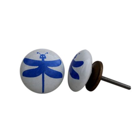 White Blue Butterfly Kids Knob