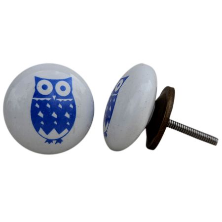 Blue Owl Flat Kids Ceramic Knob