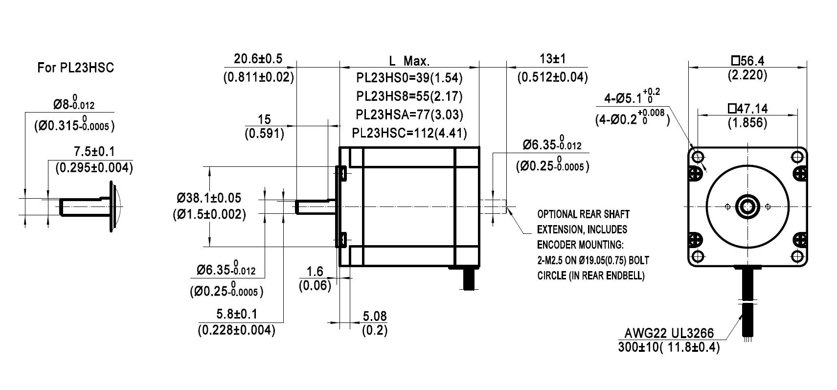 PL23HS8L4360-E - NEMA 23 PowerPlus Hybrid Stepper Motors | MOONS'