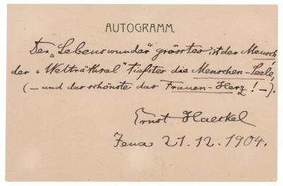 Lot #174 Ernst Haeckel Autograph Quote Signed