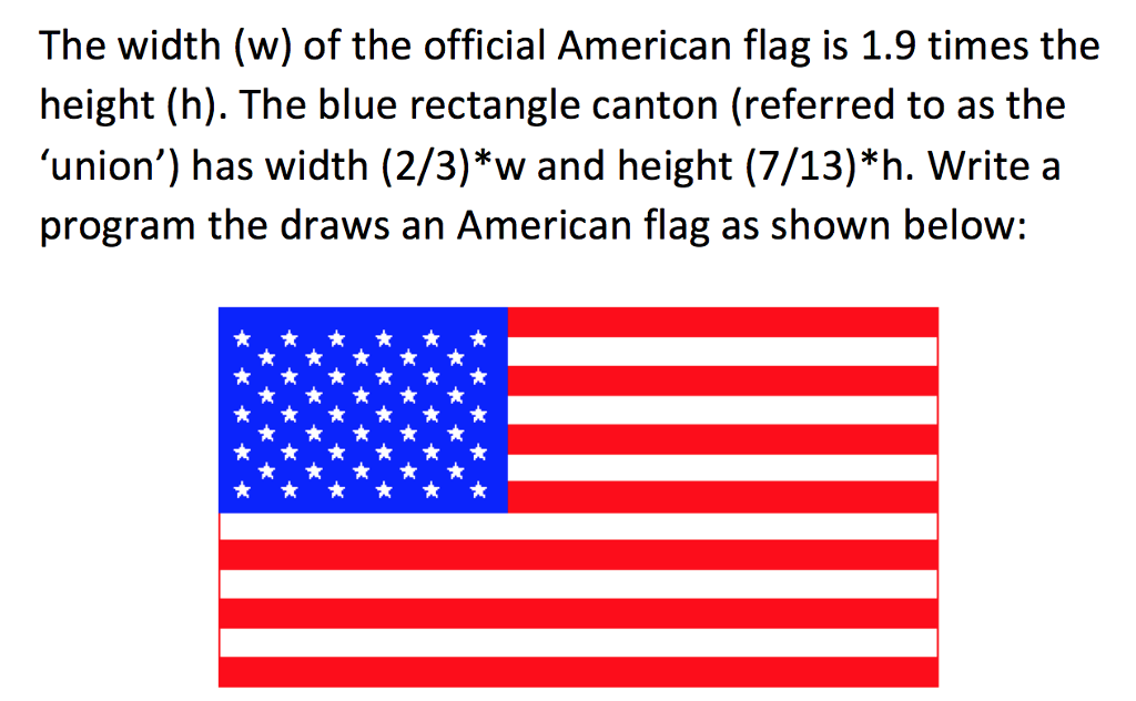 Solved The width (w) of the official American flag is 1.9 | Chegg.com