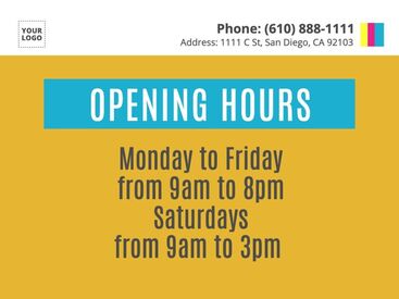 Opening hours templates online