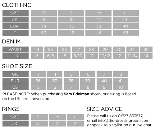 Womens Clothing, Denim and Shoe Size Guide