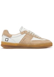 D.A.T.E Sporty Calf Trainers - White/Beige