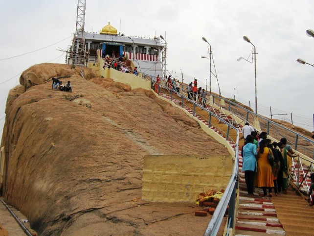 Ucchi Pillayar temple located atop the rock 