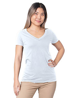 Bayside 5875 Ladies' Fine Jersey V-Neck T-Shirt at BigNTallApparel