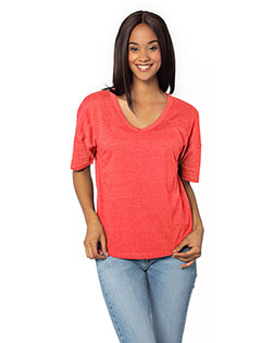 chicka-d 2109CK Ladies' Happy Jersey V-Neck at BigNTallApparel