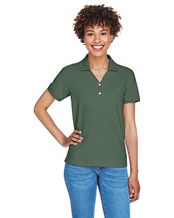 Devon & Jones D100W Women Pima Pique Short-Sleeve Y-Collar Polo at BigNTallApparel