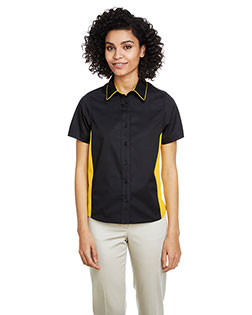 Harriton M586W Ladies' Flash IL Colorblock Short Sleeve Shirt at BigNTallApparel