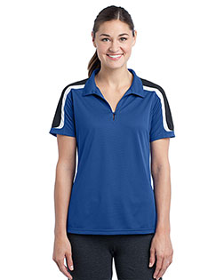 Sport-Tek LST658 Women Tricolor Shoulder Micropique Sport-Wick Polo at BigNTallApparel