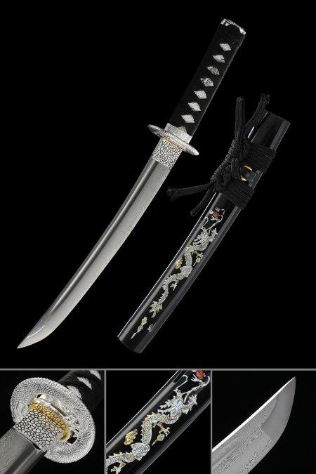 Handmade Japanese Short Tanto Sword Pattern Steel