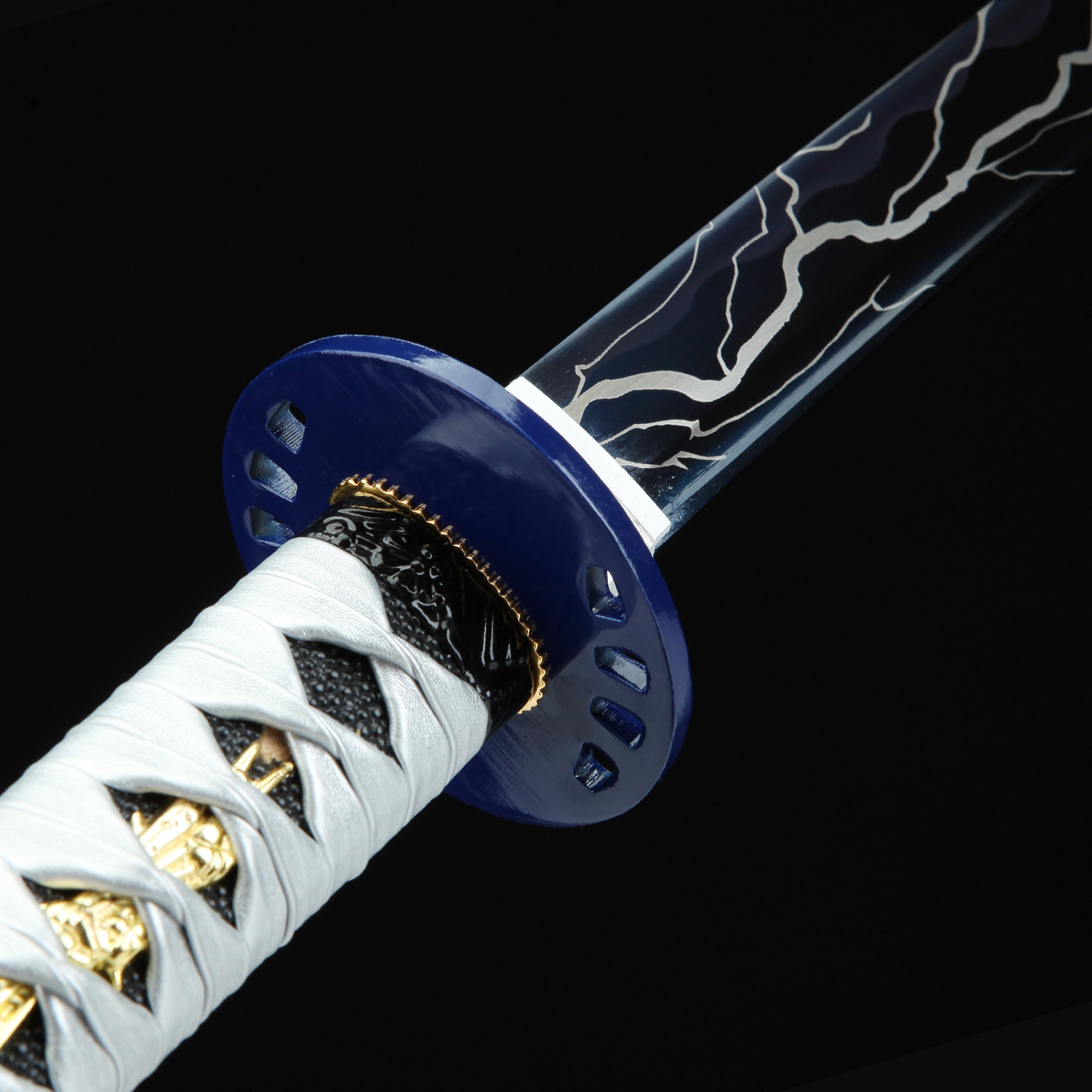 Katana De Plata | Espada Katana Japonesa Hecha A Mano Con Hoja Azul Y ...