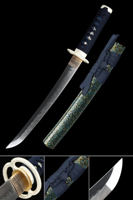 Handcrafted Full Tang Japanese Tanto Sword T10 Carbon Steel With Real Hamon Blade