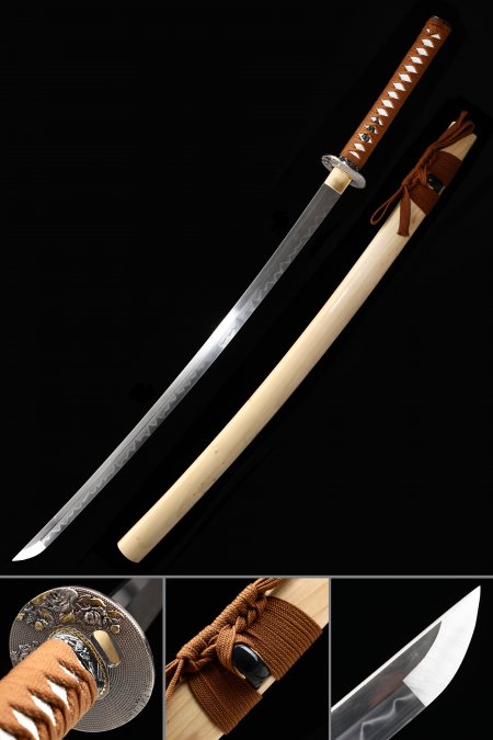 Handmade Japanese Katana Sword 1065 Carbon Steel With Natural Scabbard