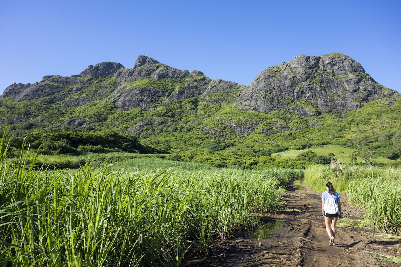 Person hiking in Mauritius