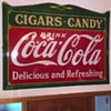 1930s COCA COLA CIGARS & CANDY PORCELAIN SIGN