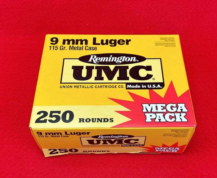 250 Rds of Remington UMC 9mm Luger Ammo - Langham Auctioneers