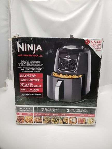 Ninja AF161 Max XL Air Fryer that Cooks, Crisps, Roasts, Bakes, Reheats and Dehydrates, with 5.5 Quart Capacity, and a High Gloss Finish, Grey