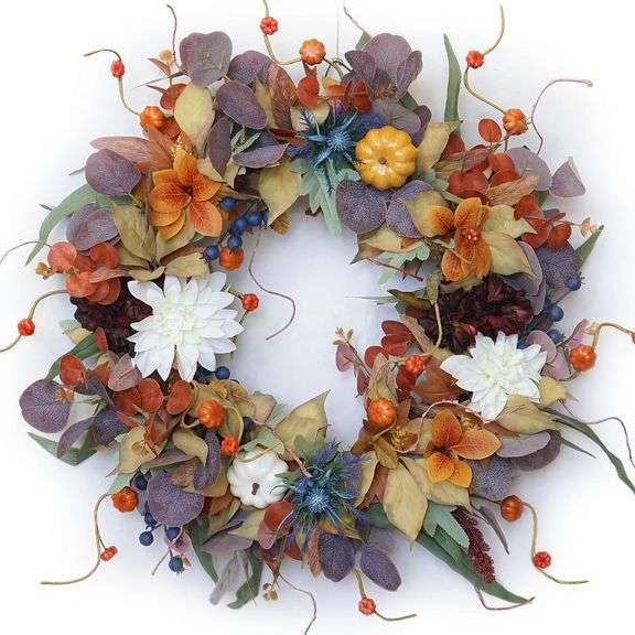 24 Inch Fall Wreaths for Front Door Outside, Soomeir Large Pumpkins ... image.