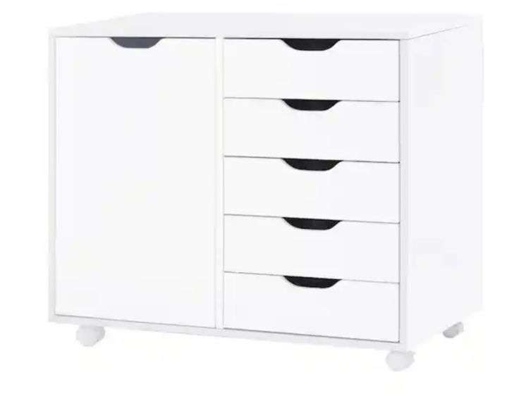 White, 5-Drawer with Shelf, Office File Cabinets Wooden File Cabinets ...