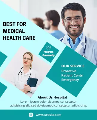 Rock Blue and Buddha Gold Hospital Poster Template