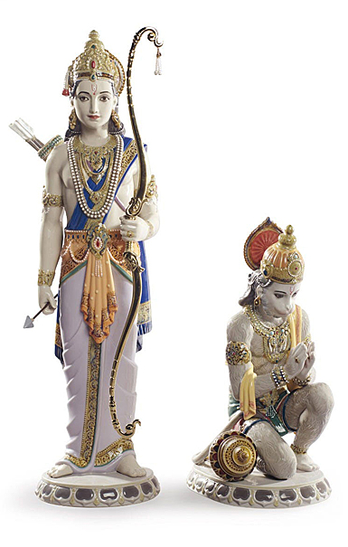 Lladro Classic Sculpture, Lakshman And Hanuman Sculpture. Limited Edition 