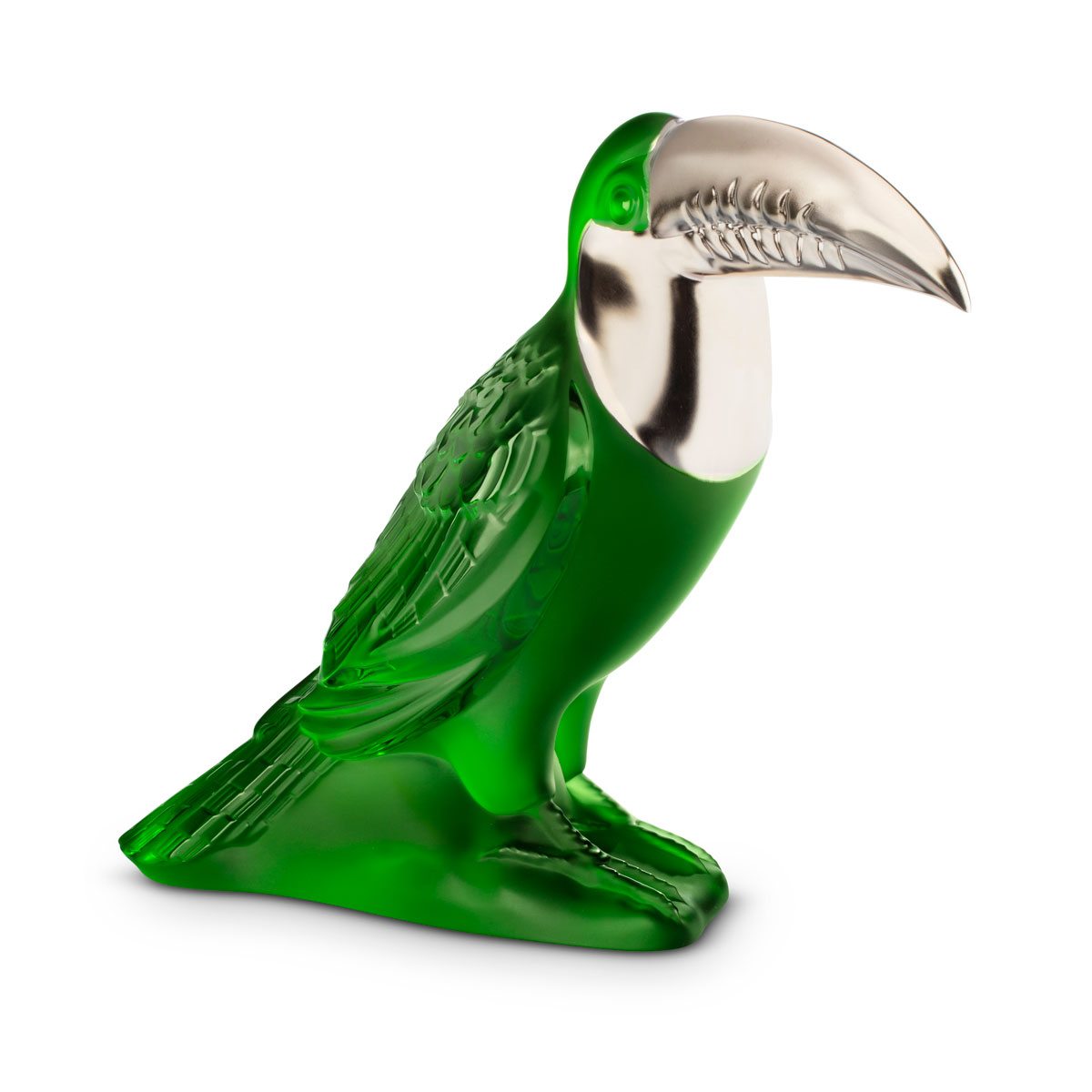 Lalique Empreinte Animale Toucan Figure Green, Platinum Accent, Limited Edition