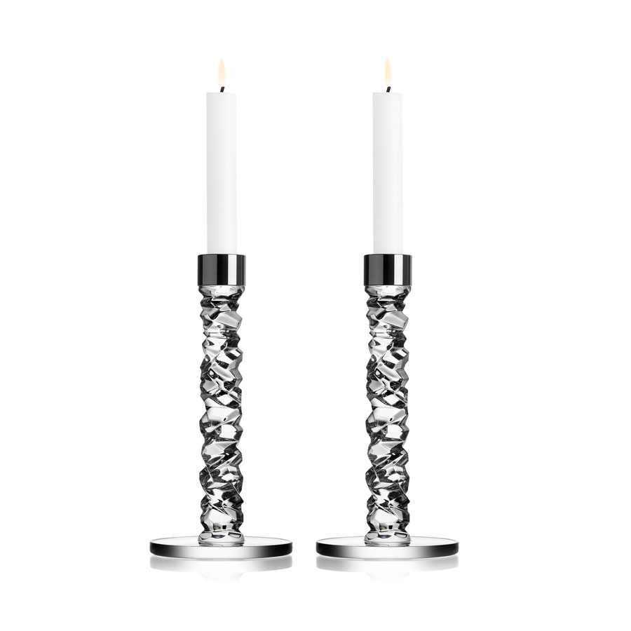 Orrefors Carat 7 1/4" Candlestick, Pair