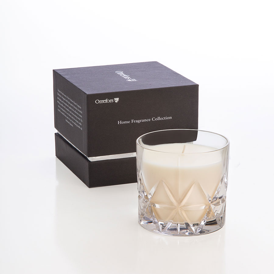 Orrefors Crystal Woodland Vanilla Candle in Peak OF Glass, Single