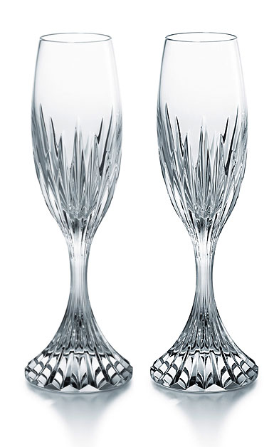 Baccarat Crystal Massena Champagne Flutes, Pair 