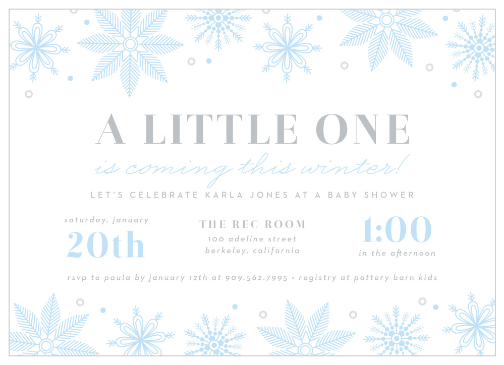 winter snowflake baby shower invitations