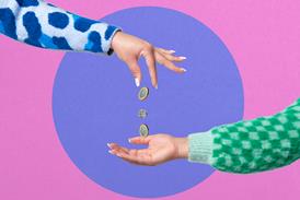 Image of hand dropping coins on another hand-Getty Images-DigitalVision-We Are