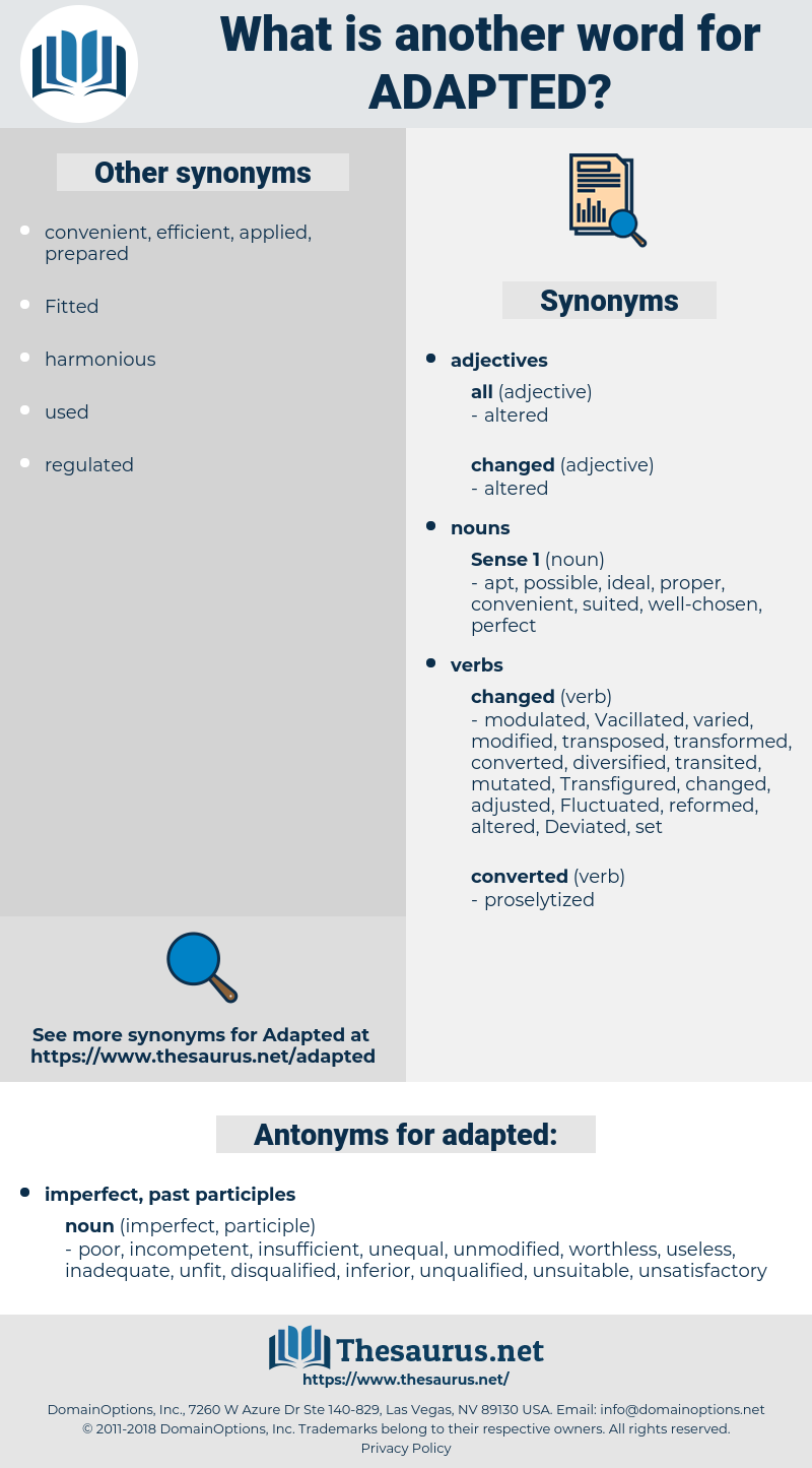 adapted, synonym adapted, another word for adapted, words like adapted, thesaurus adapted