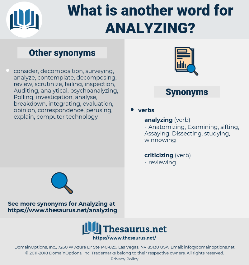 Analyzing, synonym Analyzing, another word for Analyzing, words like Analyzing, thesaurus Analyzing