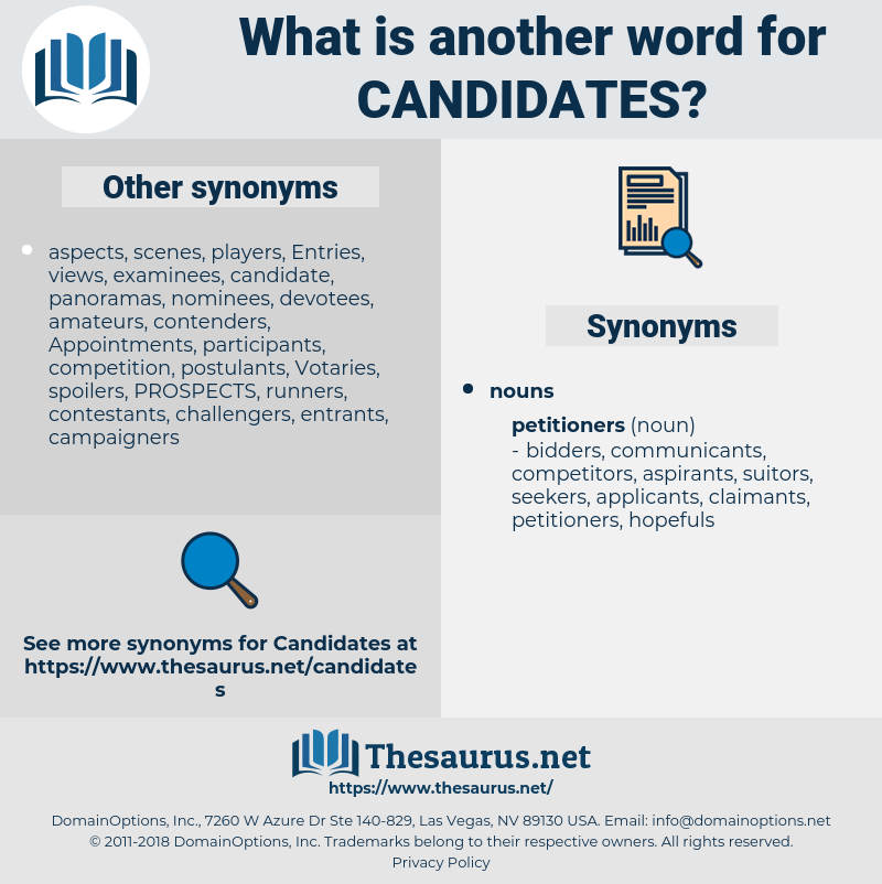 candidates, synonym candidates, another word for candidates, words like candidates, thesaurus candidates