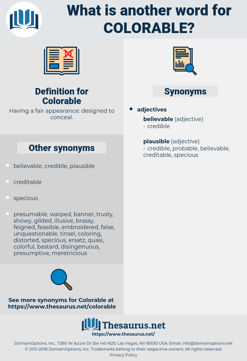 Colorable, synonym Colorable, another word for Colorable, words like Colorable, thesaurus Colorable