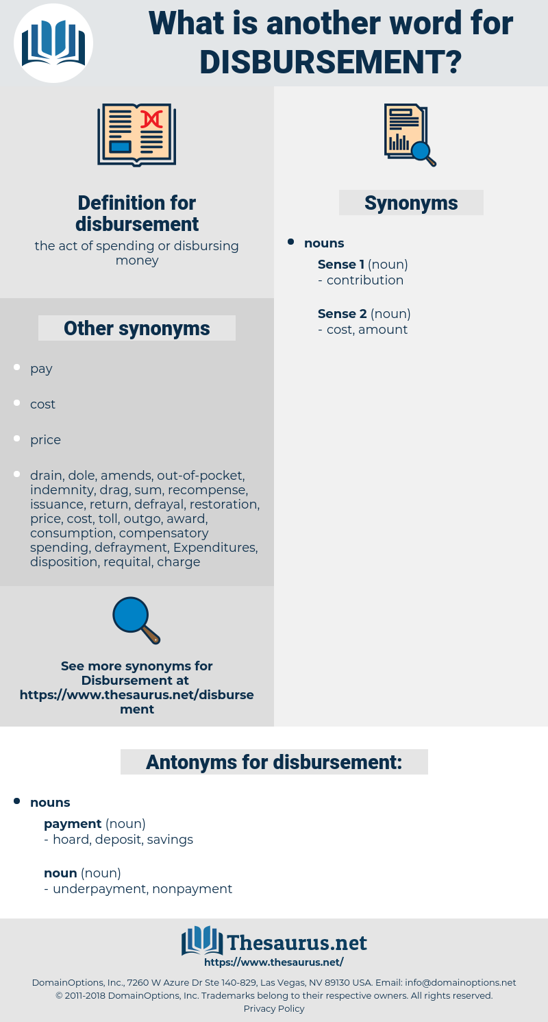 disbursement, synonym disbursement, another word for disbursement, words like disbursement, thesaurus disbursement