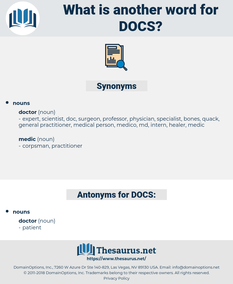 DOCS, synonym DOCS, another word for DOCS, words like DOCS, thesaurus DOCS