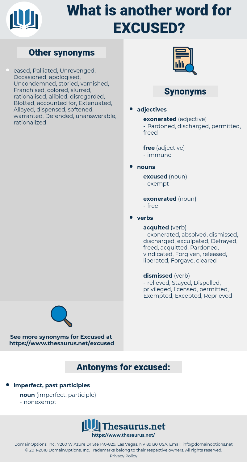 excused, synonym excused, another word for excused, words like excused, thesaurus excused