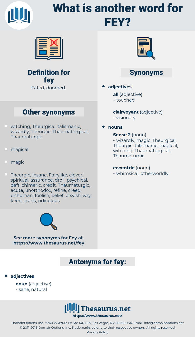 fey, synonym fey, another word for fey, words like fey, thesaurus fey