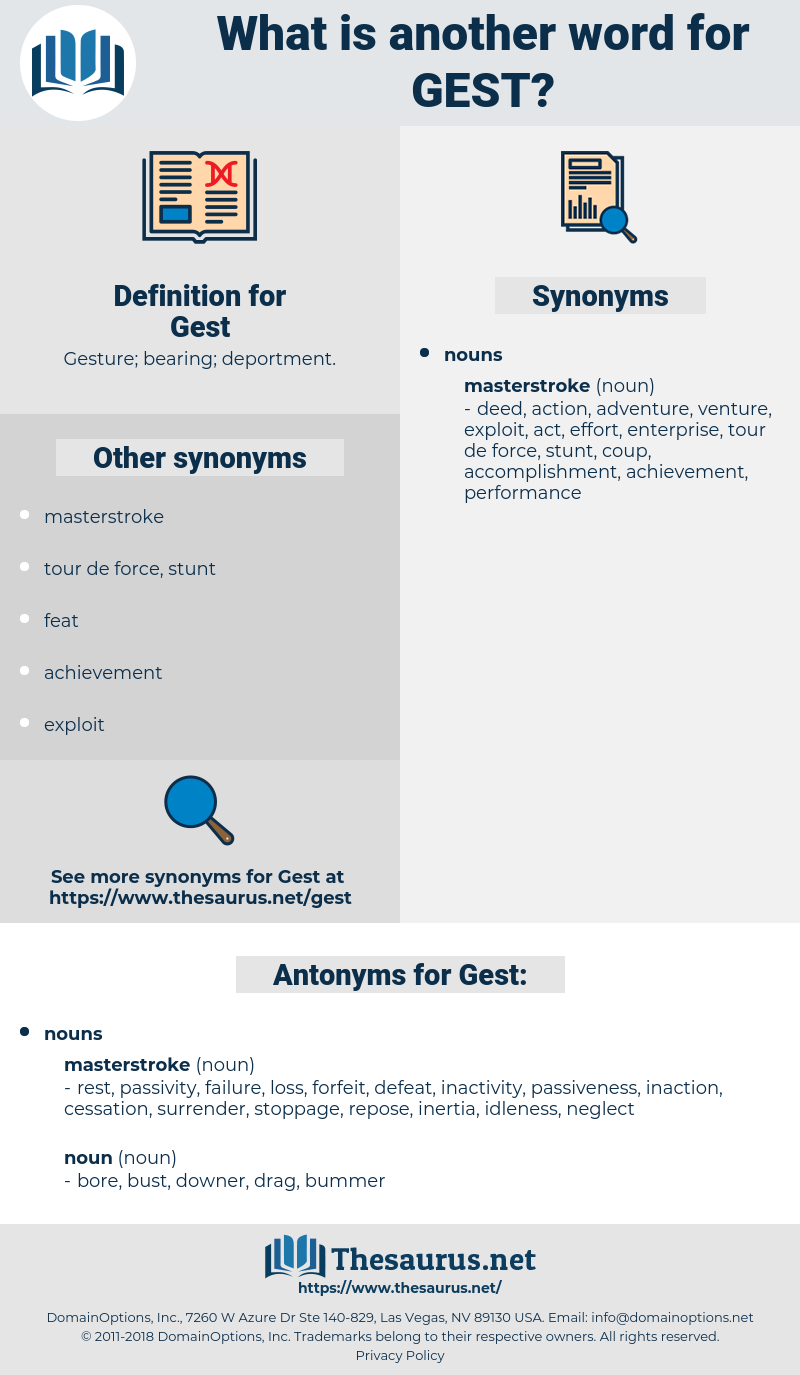 Gest, synonym Gest, another word for Gest, words like Gest, thesaurus Gest